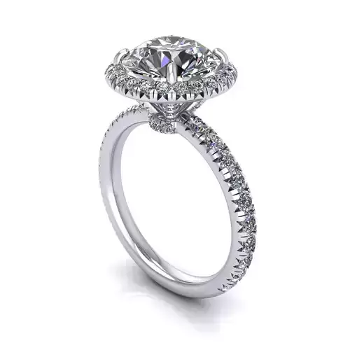 Side-stone Diamond Engagement Ring R6 3D print model