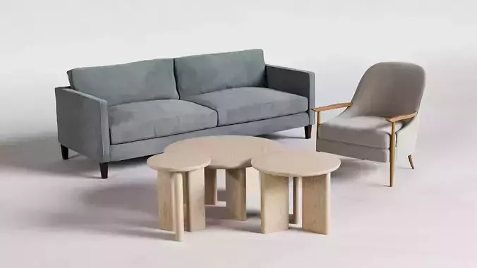 The Crosby Sofa-The Leroy Chair-The Morro Tables-Maiden Home 3D model