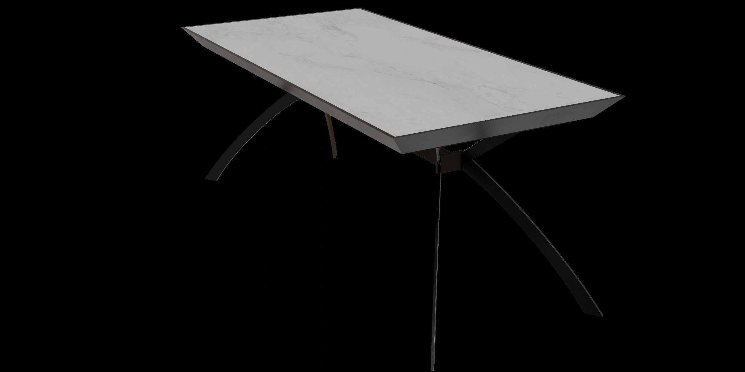 Black Metal White Marble Simple Table Low-poly 3D model_11