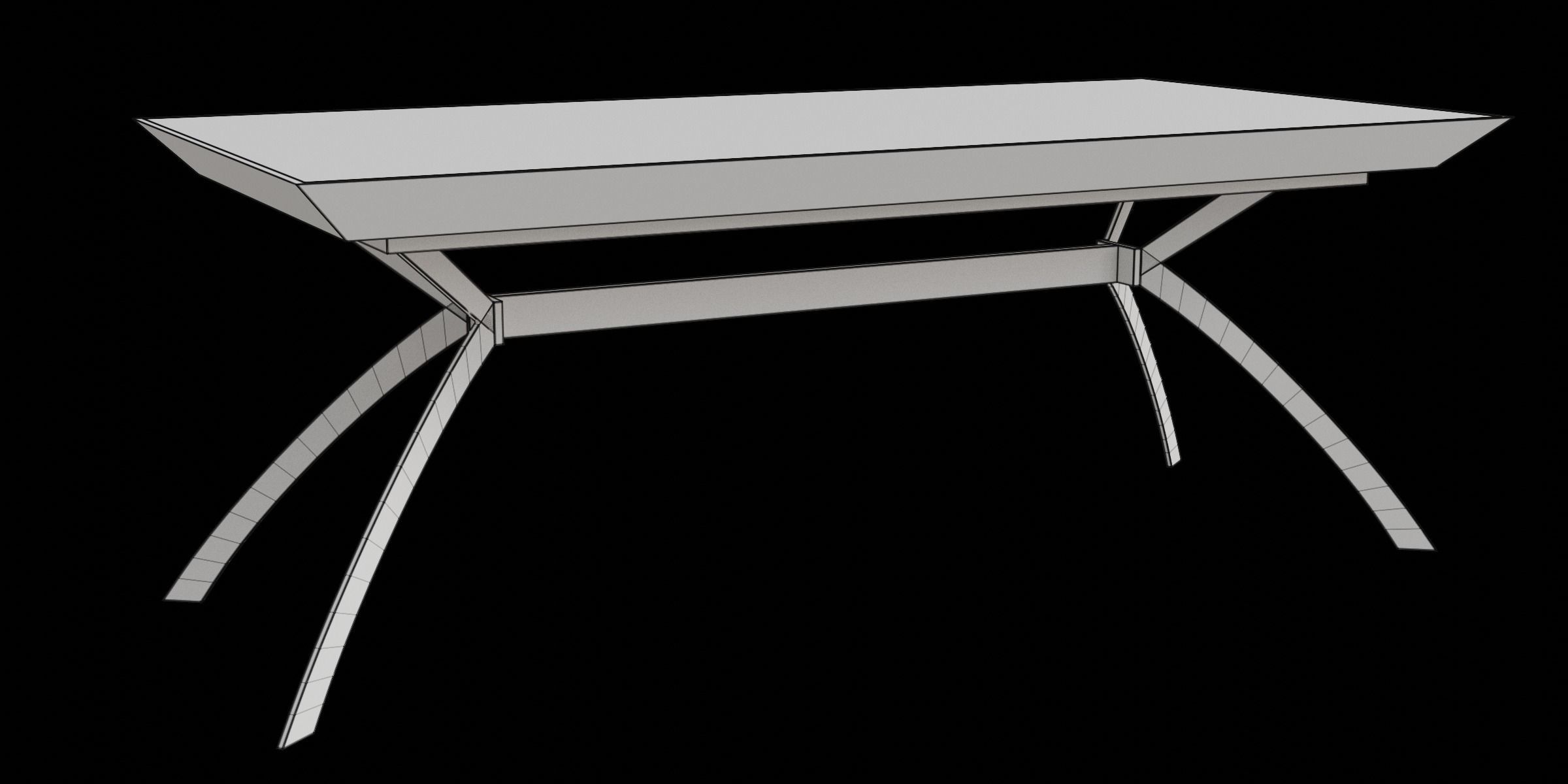 Black Metal White Marble Simple Table Low-poly 3D model_2