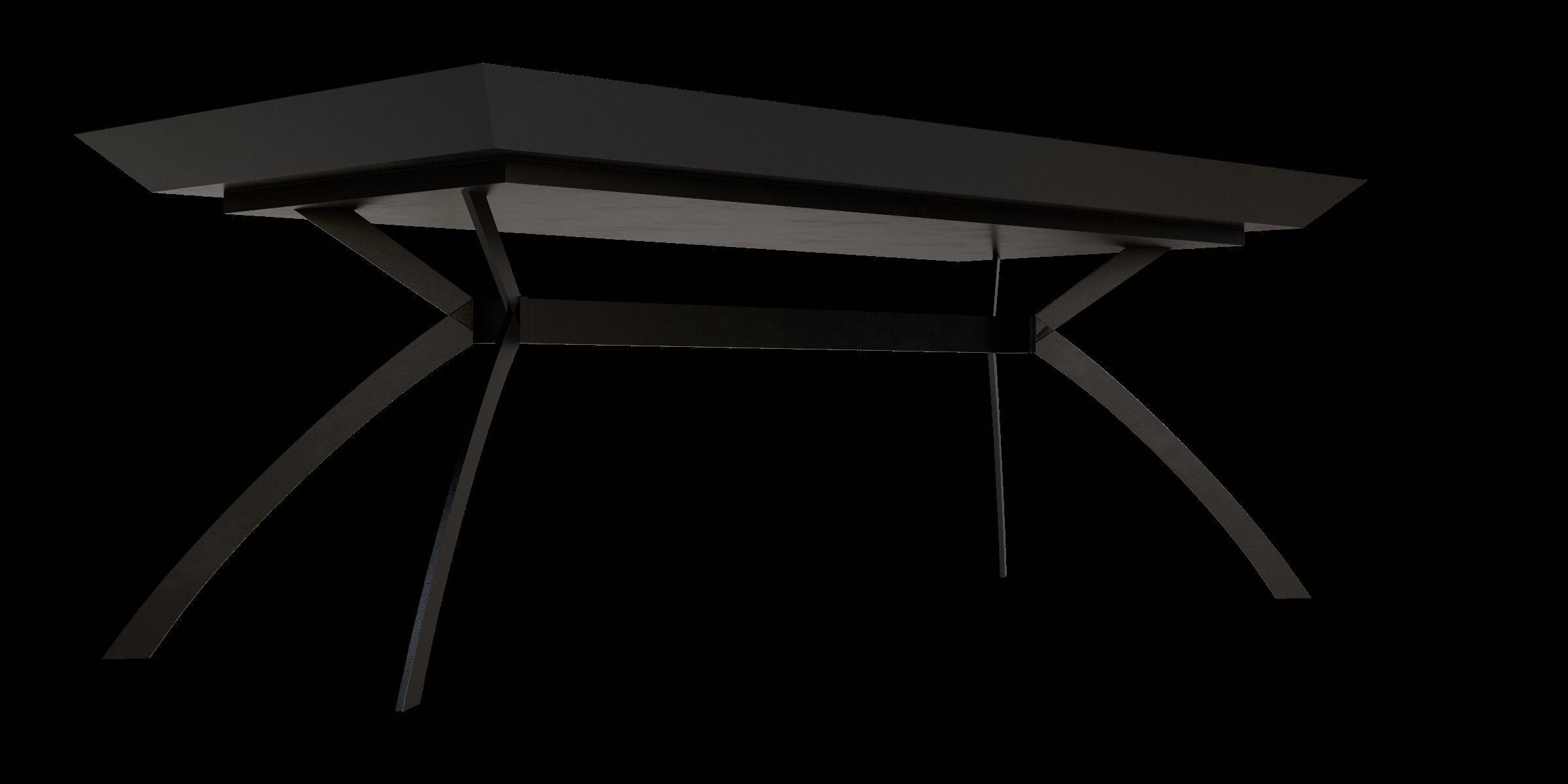 Black Metal White Marble Simple Table Low-poly 3D model_5