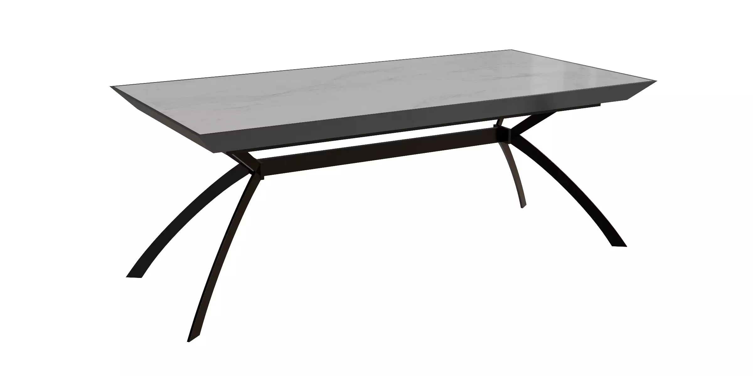 Black Metal White Marble Simple Table Low-poly 3D model_0