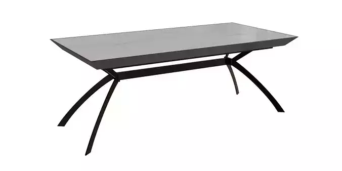 Black Metal White Marble Simple Table Low-poly 3D model