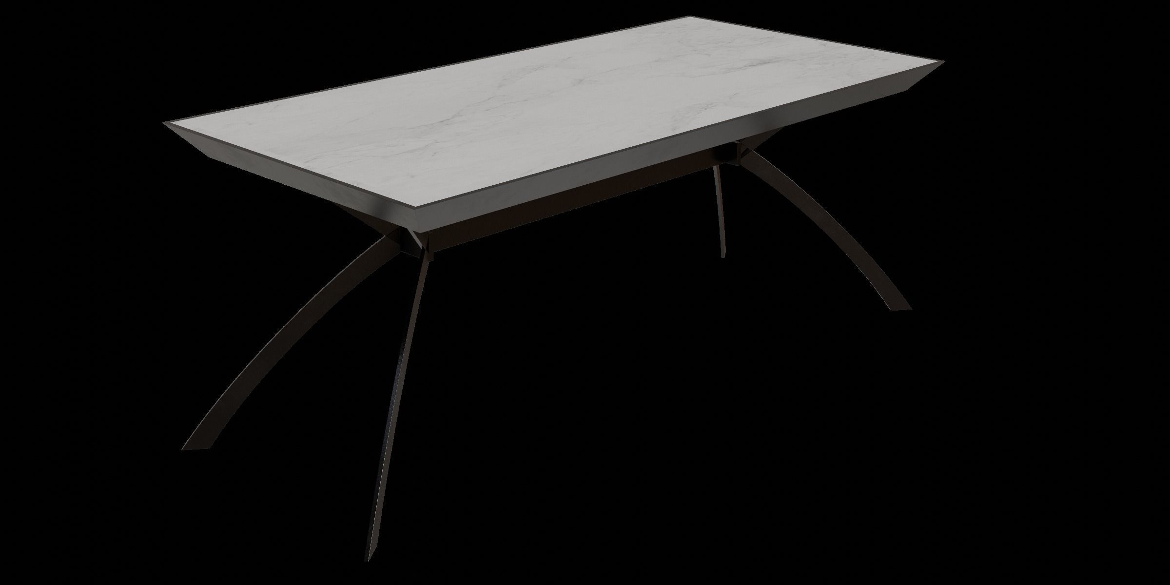 Black Metal White Marble Simple Table Low-poly 3D model_9