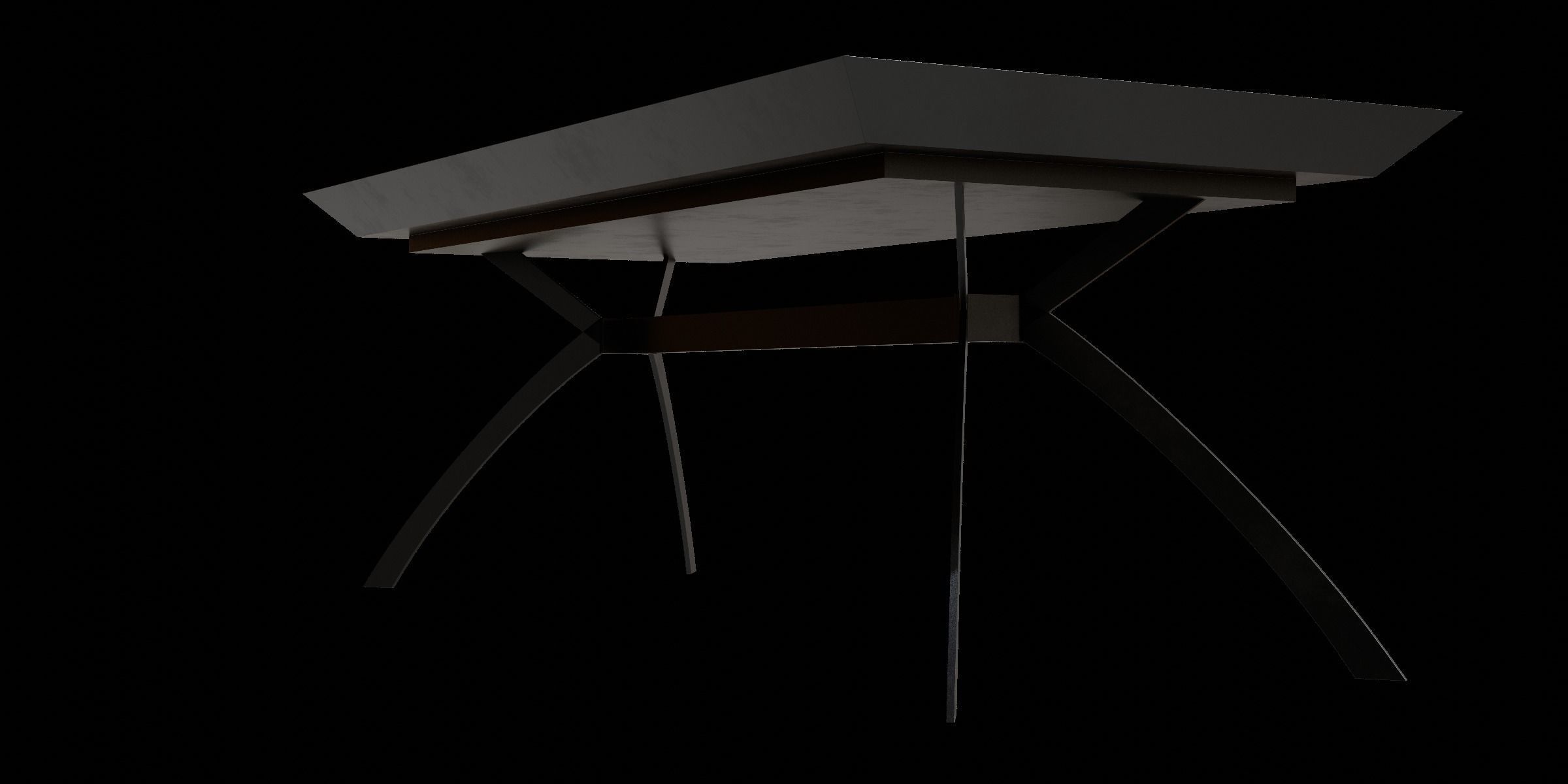 Black Metal White Marble Simple Table Low-poly 3D model_7