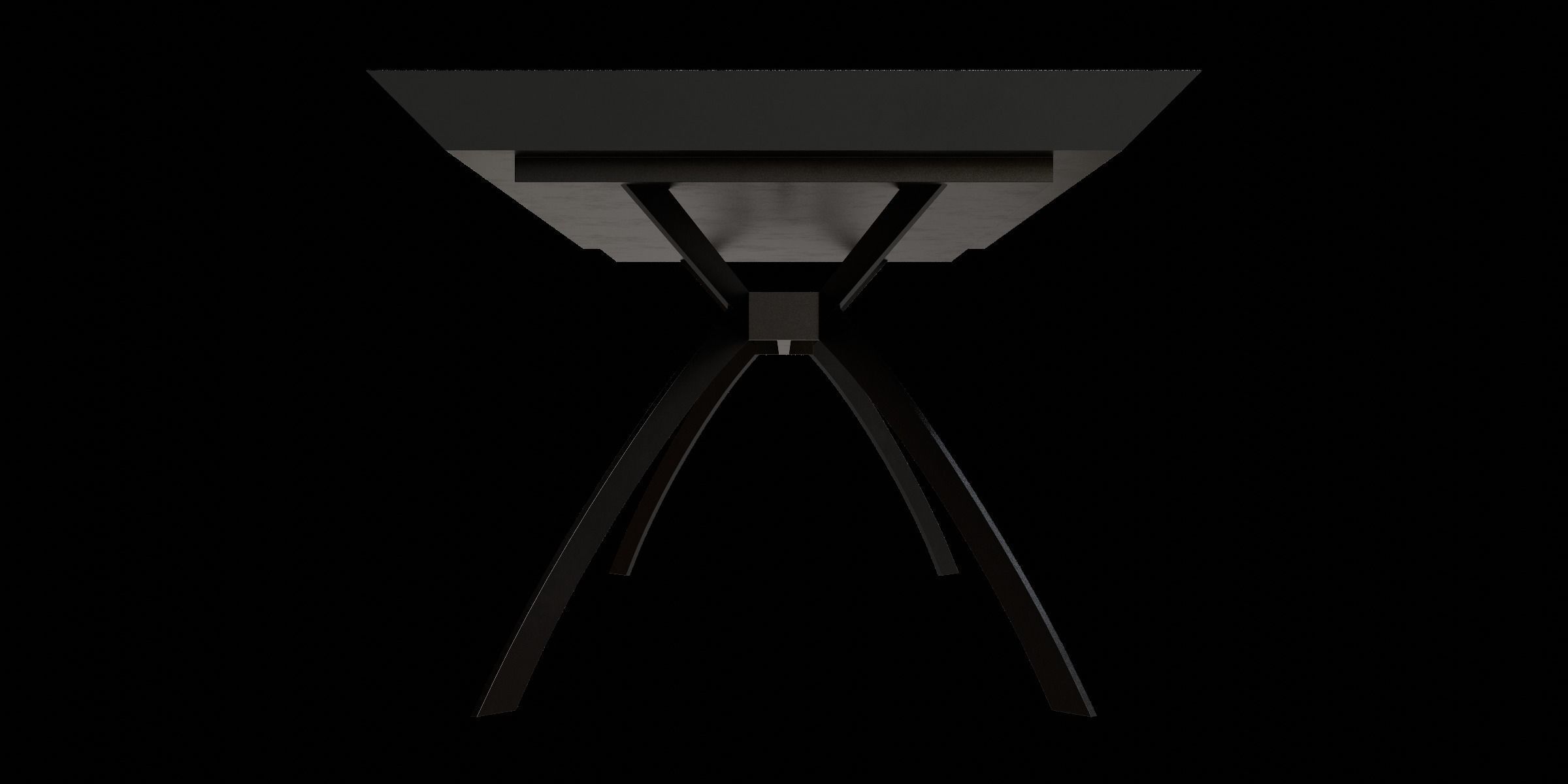Black Metal White Marble Simple Table Low-poly 3D model_6