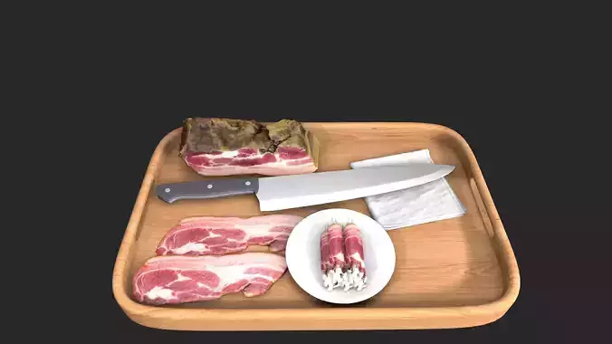 bacon food Low-poly 3D model