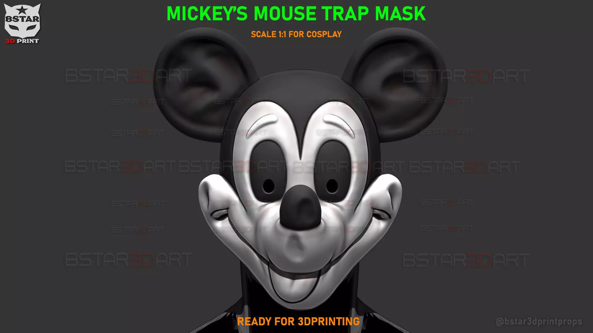 Mickey Mouse Trap Mask - Halloween Cosplay 3D print model_0