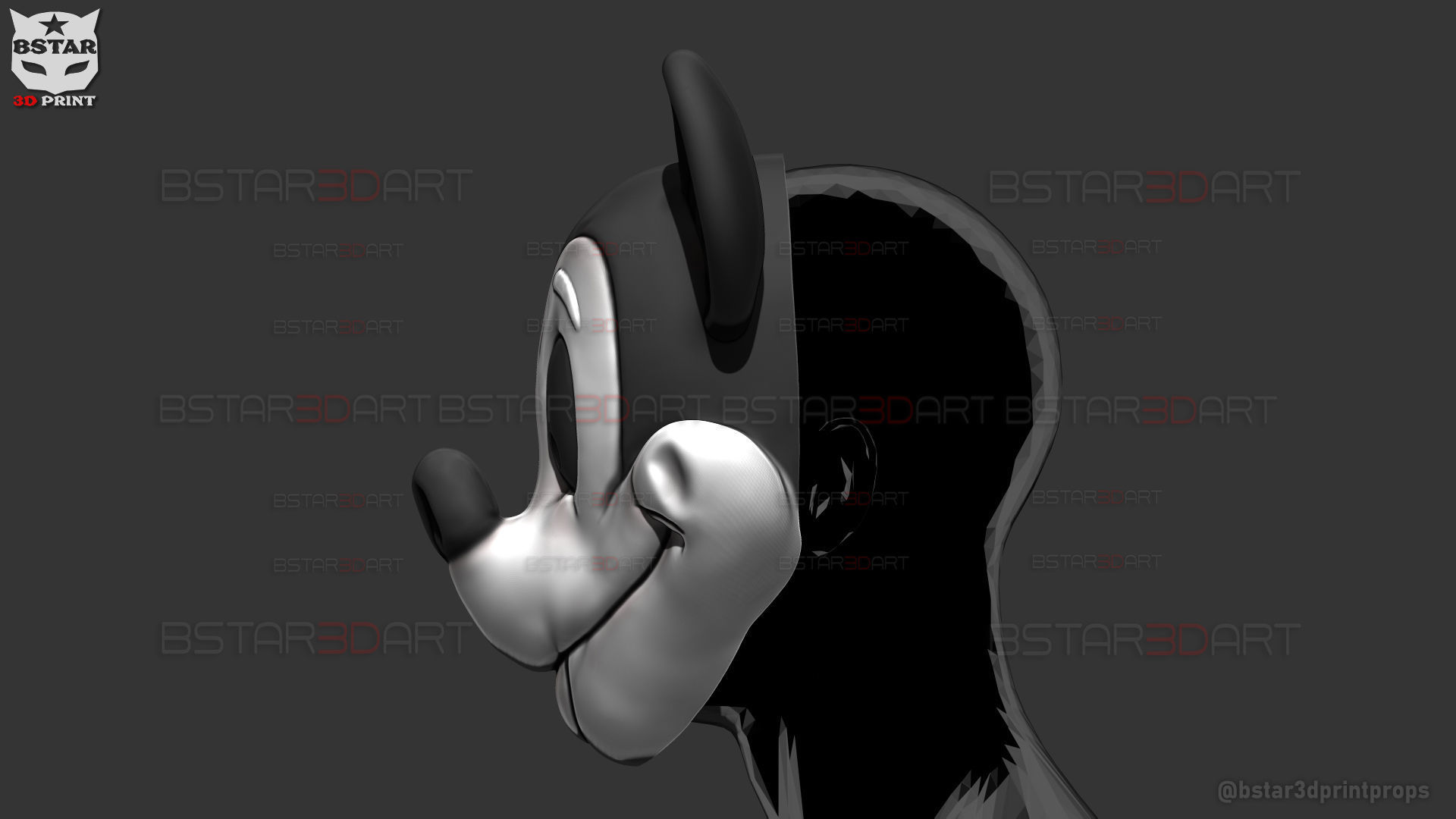 Mickey Mouse Trap Mask - Halloween Cosplay 3D print model_12