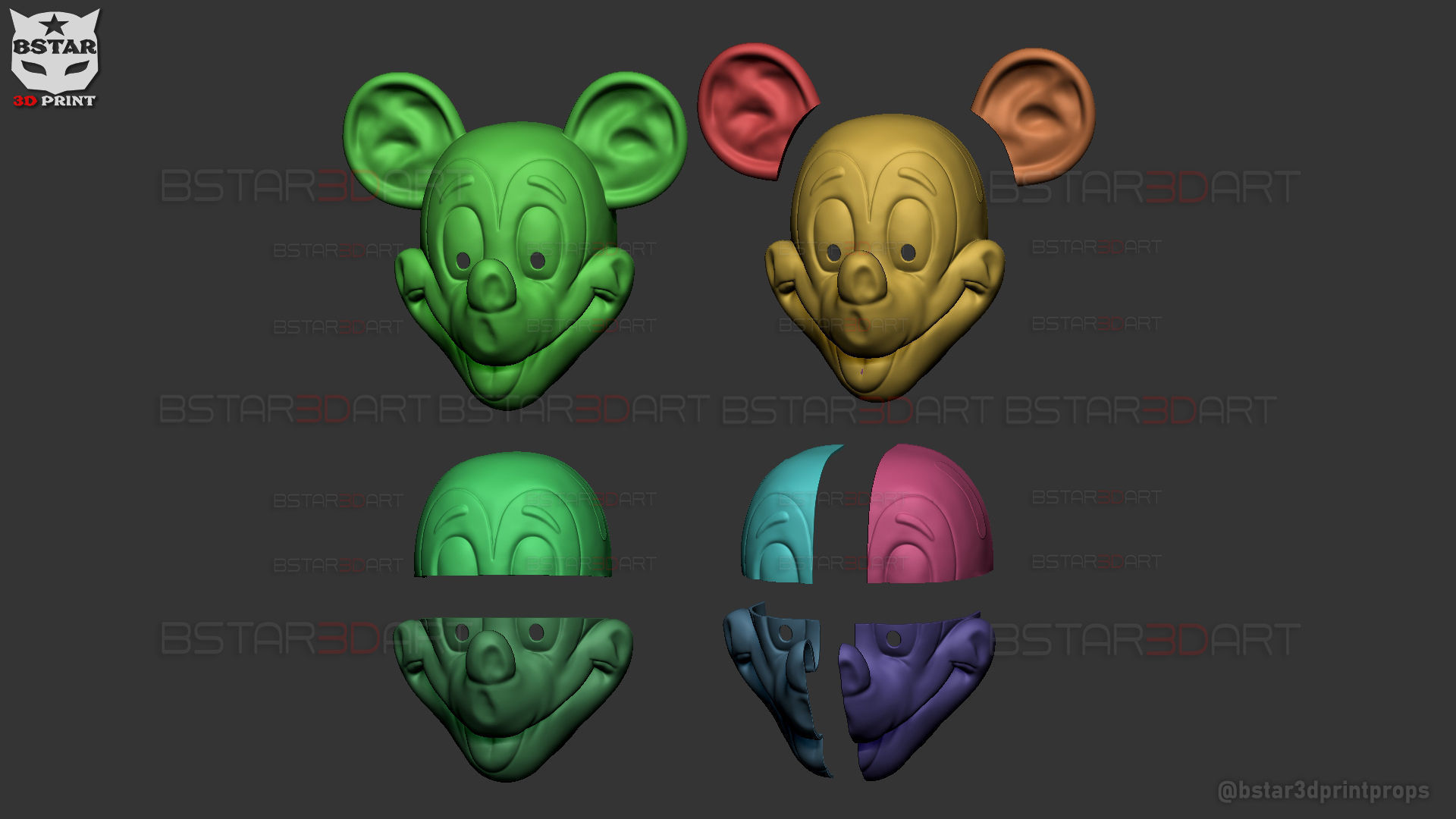 Mickey Mouse Trap Mask - Halloween Cosplay 3D print model_29