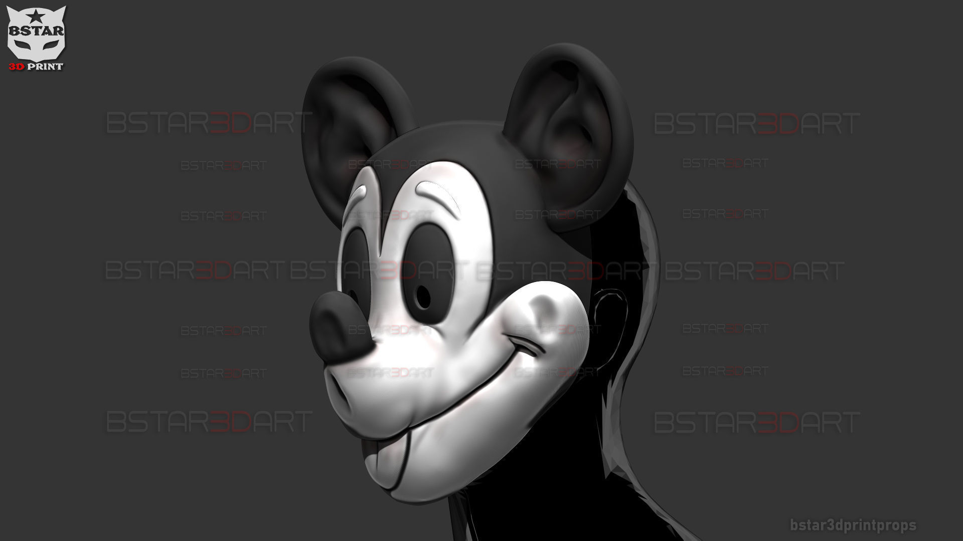 Mickey Mouse Trap Mask - Halloween Cosplay 3D print model_11
