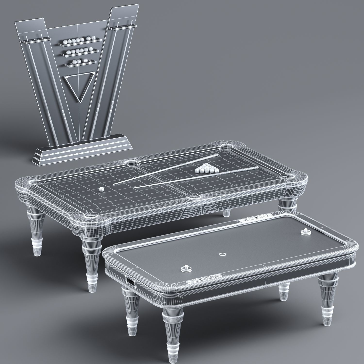 BILLIARD and  AIR HOCKEY TABLE 3D model_2