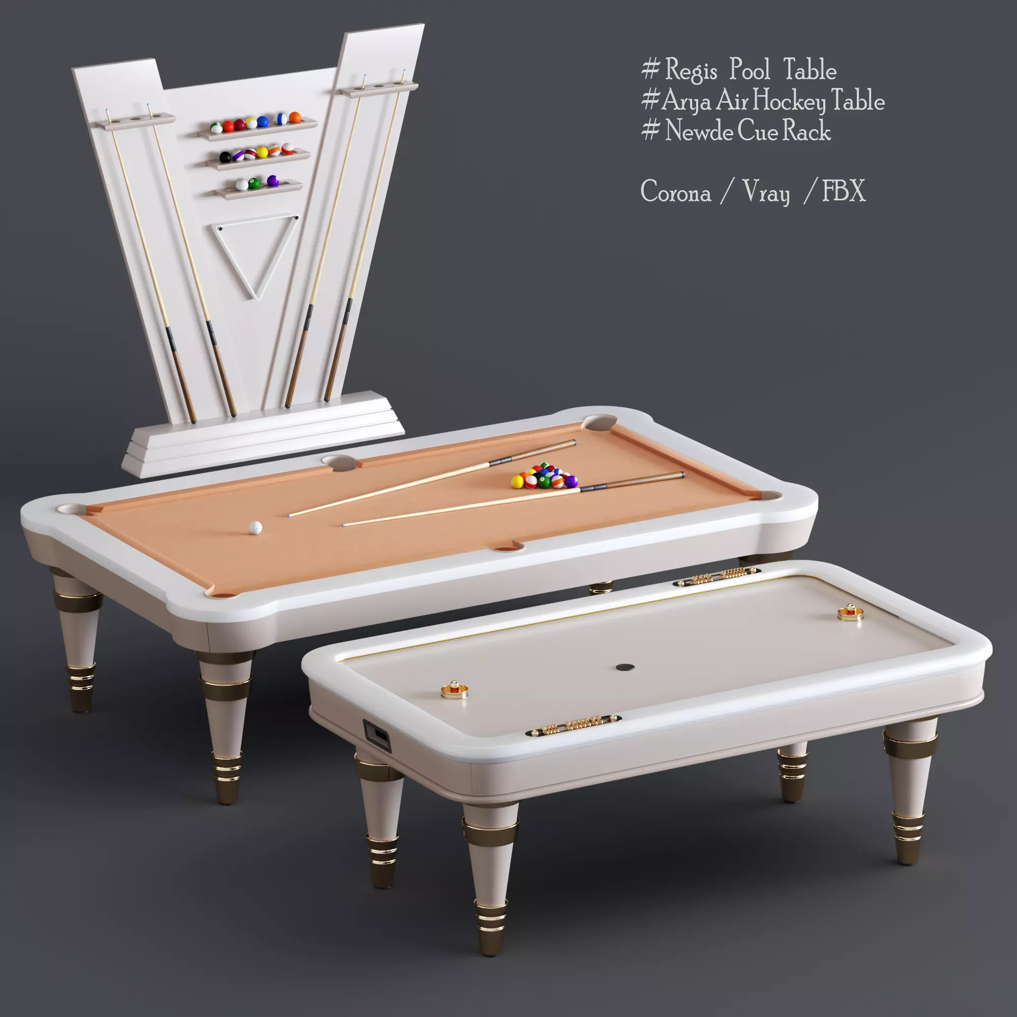 BILLIARD and  AIR HOCKEY TABLE 3D model_0