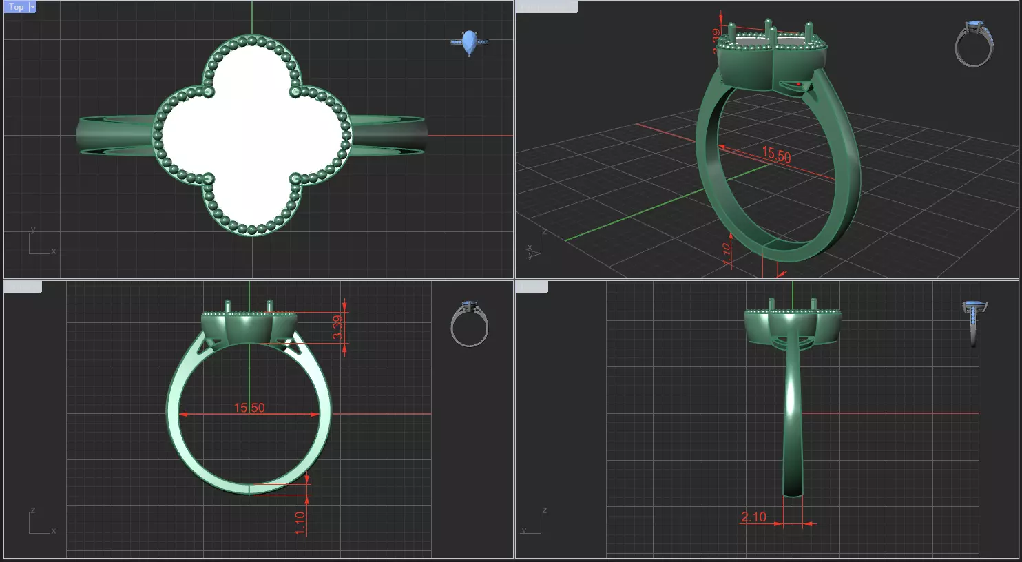 VCA Clover Ring 3D print model_0