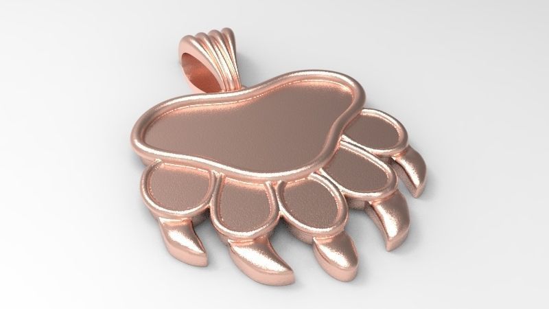 Bear Paw Print Pendant Necklace Charm Animal Jewelry  3D print model_23
