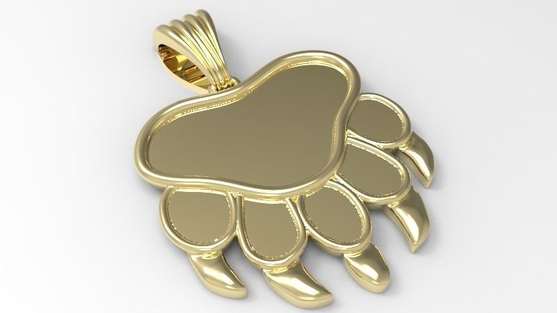 Bear Paw Print Pendant Necklace Charm Animal Jewelry  3D print model_24