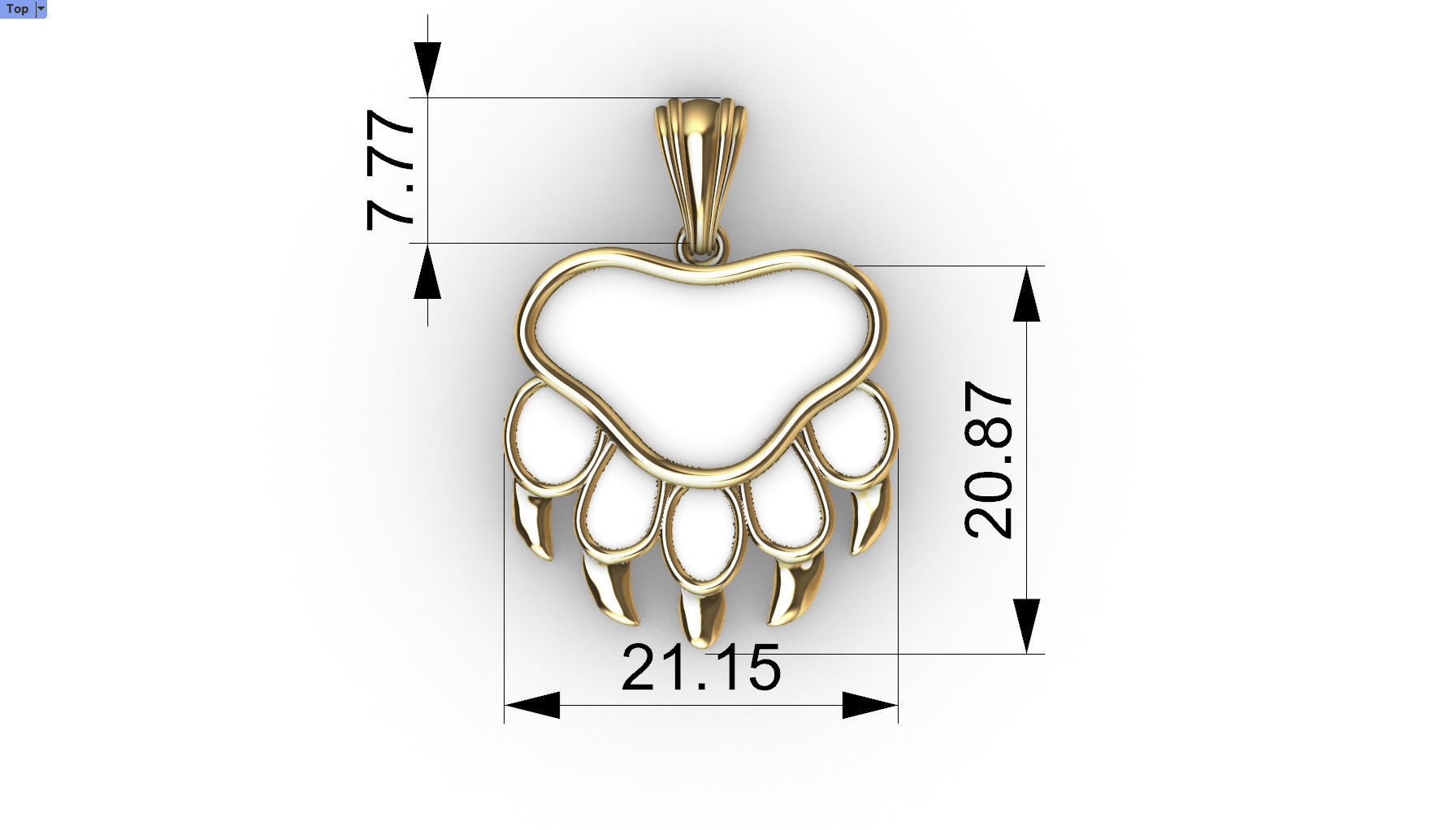 Bear Paw Print Pendant Necklace Charm Animal Jewelry  3D print model_18