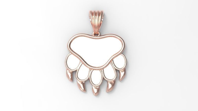 Bear Paw Print Pendant Necklace Charm Animal Jewelry  3D print model_9