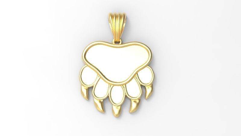 Bear Paw Print Pendant Necklace Charm Animal Jewelry  3D print model_11