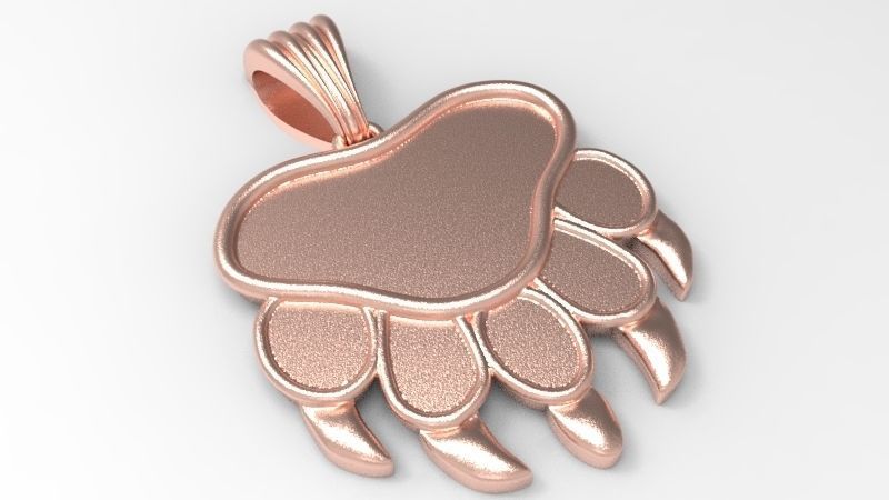 Bear Paw Print Pendant Necklace Charm Animal Jewelry  3D print model_4