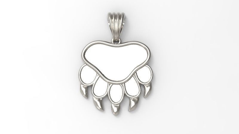 Bear Paw Print Pendant Necklace Charm Animal Jewelry  3D print model_12