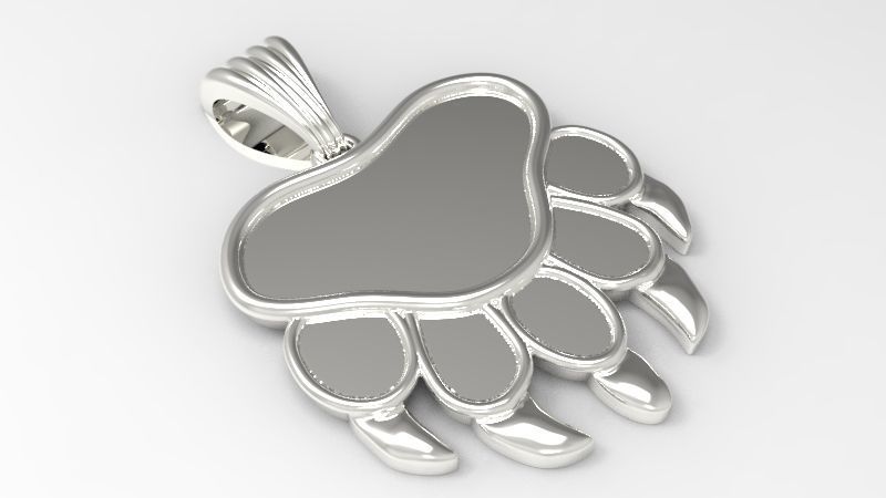 Bear Paw Print Pendant Necklace Charm Animal Jewelry  3D print model_14