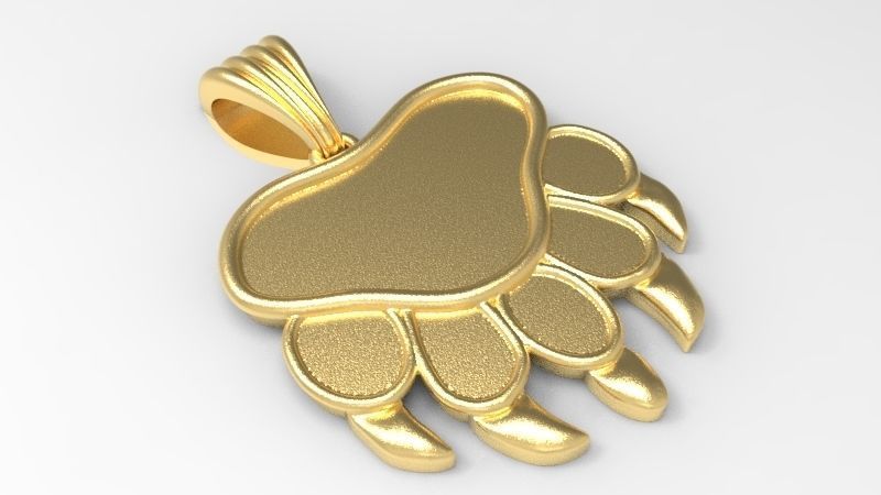 Bear Paw Print Pendant Necklace Charm Animal Jewelry  3D print model_16