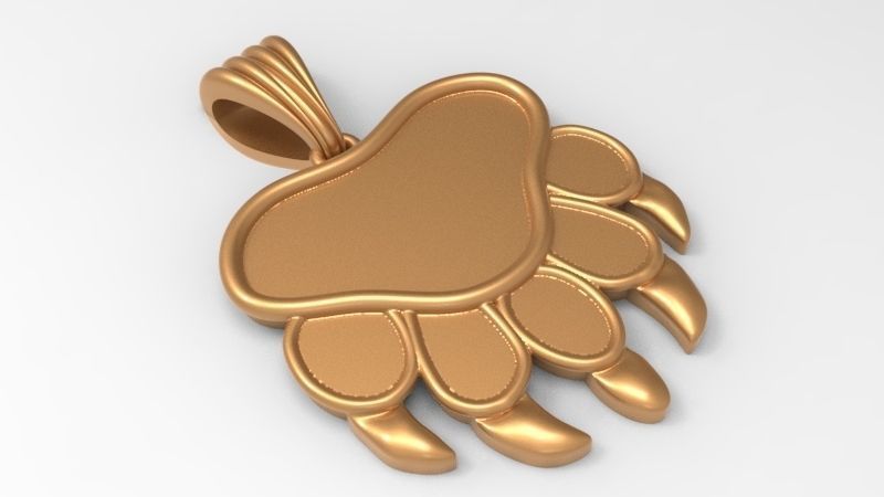 Bear Paw Print Pendant Necklace Charm Animal Jewelry  3D print model_7
