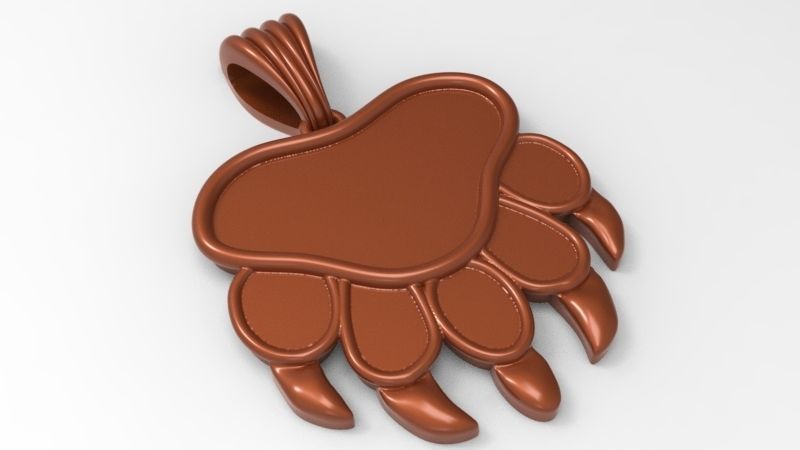 Bear Paw Print Pendant Necklace Charm Animal Jewelry  3D print model_5