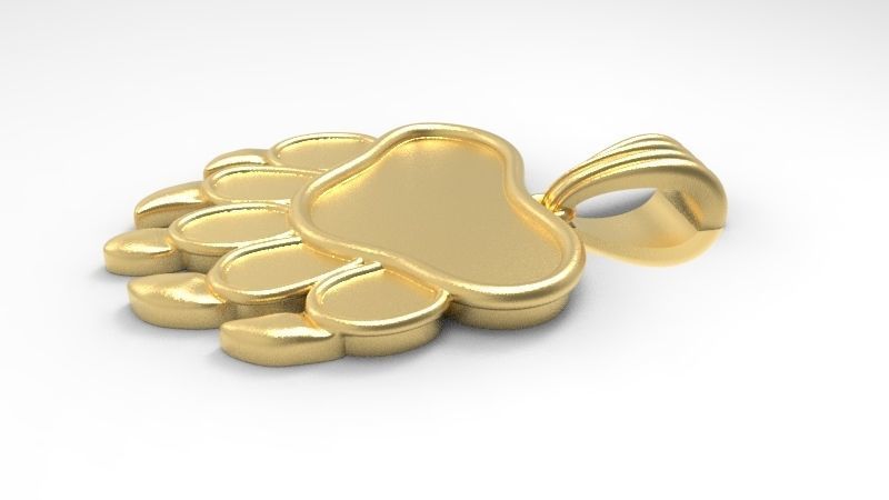 Bear Paw Print Pendant Necklace Charm Animal Jewelry  3D print model_20