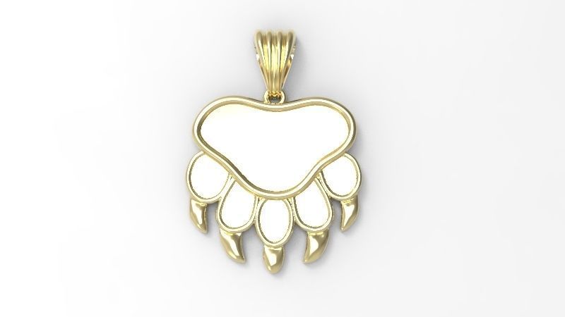 Bear Paw Print Pendant Necklace Charm Animal Jewelry  3D print model_6