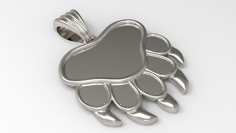 Bear Paw Print Pendant Necklace Charm Animal Jewelry  3D print model_15