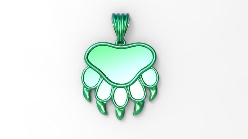 Bear Paw Print Pendant Necklace Charm Animal Jewelry  3D print model_1