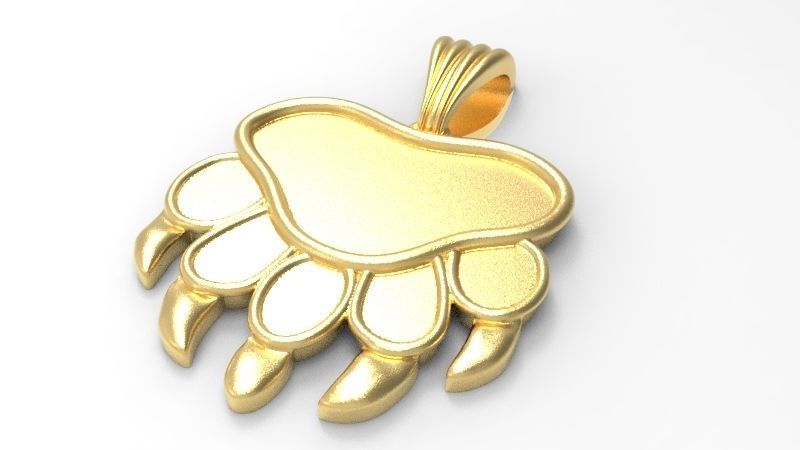 Bear Paw Print Pendant Necklace Charm Animal Jewelry  3D print model_19