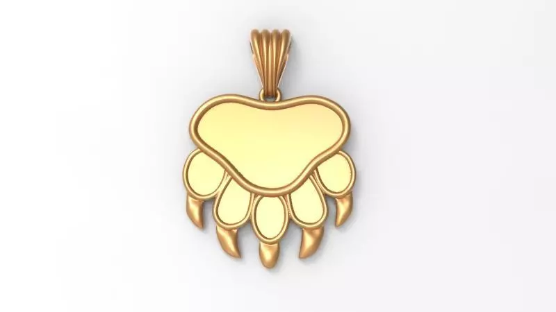 Bear Paw Print Pendant Necklace Charm Animal Jewelry  3D print model_0