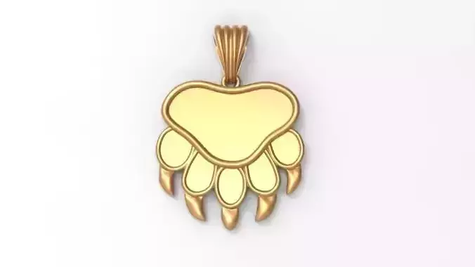Bear Paw Print Pendant Necklace Charm Animal Jewelry  3D print model