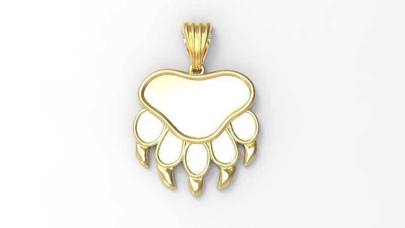 Bear Paw Print Pendant Necklace Charm Animal Jewelry  3D print model_10