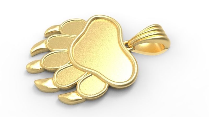 Bear Paw Print Pendant Necklace Charm Animal Jewelry  3D print model_21