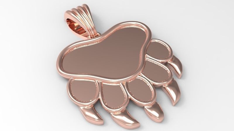 Bear Paw Print Pendant Necklace Charm Animal Jewelry  3D print model_8