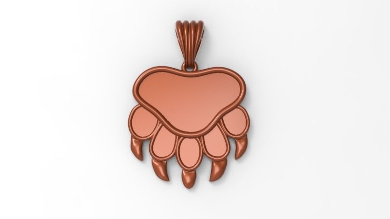 Bear Paw Print Pendant Necklace Charm Animal Jewelry  3D print model_2