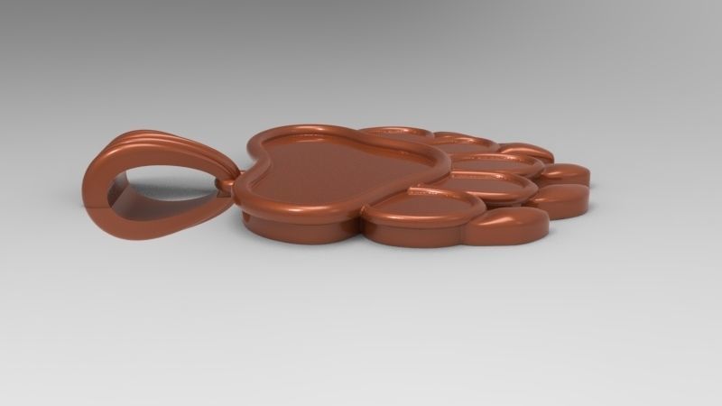 Bear Paw Print Pendant Necklace Charm Animal Jewelry  3D print model_25