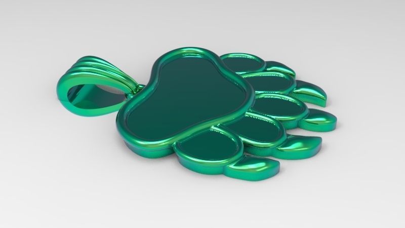 Bear Paw Print Pendant Necklace Charm Animal Jewelry  3D print model_3