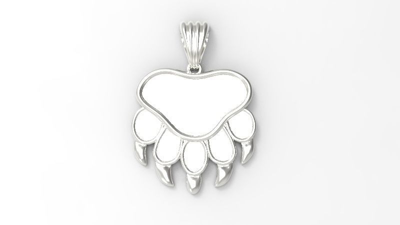 Bear Paw Print Pendant Necklace Charm Animal Jewelry  3D print model_13