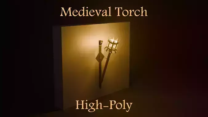 High Poly Medieval Wall Torch 3D model