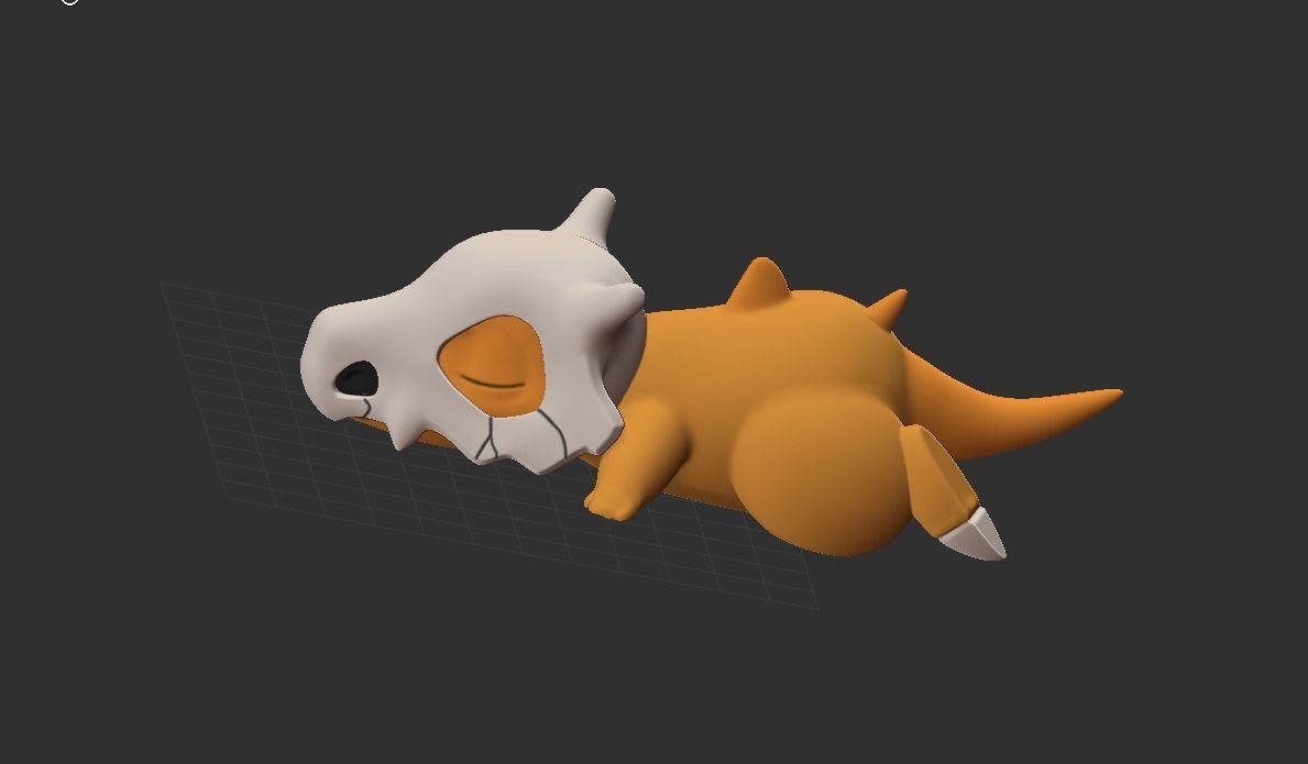 Cubone Pokemon taxidermy 3D print model_2