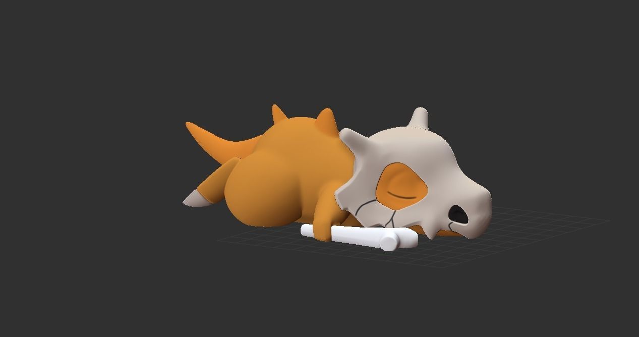 Cubone Pokemon taxidermy 3D print model_1