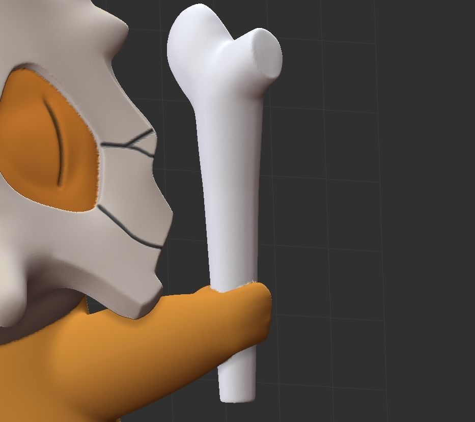 Cubone Pokemon taxidermy 3D print model_3