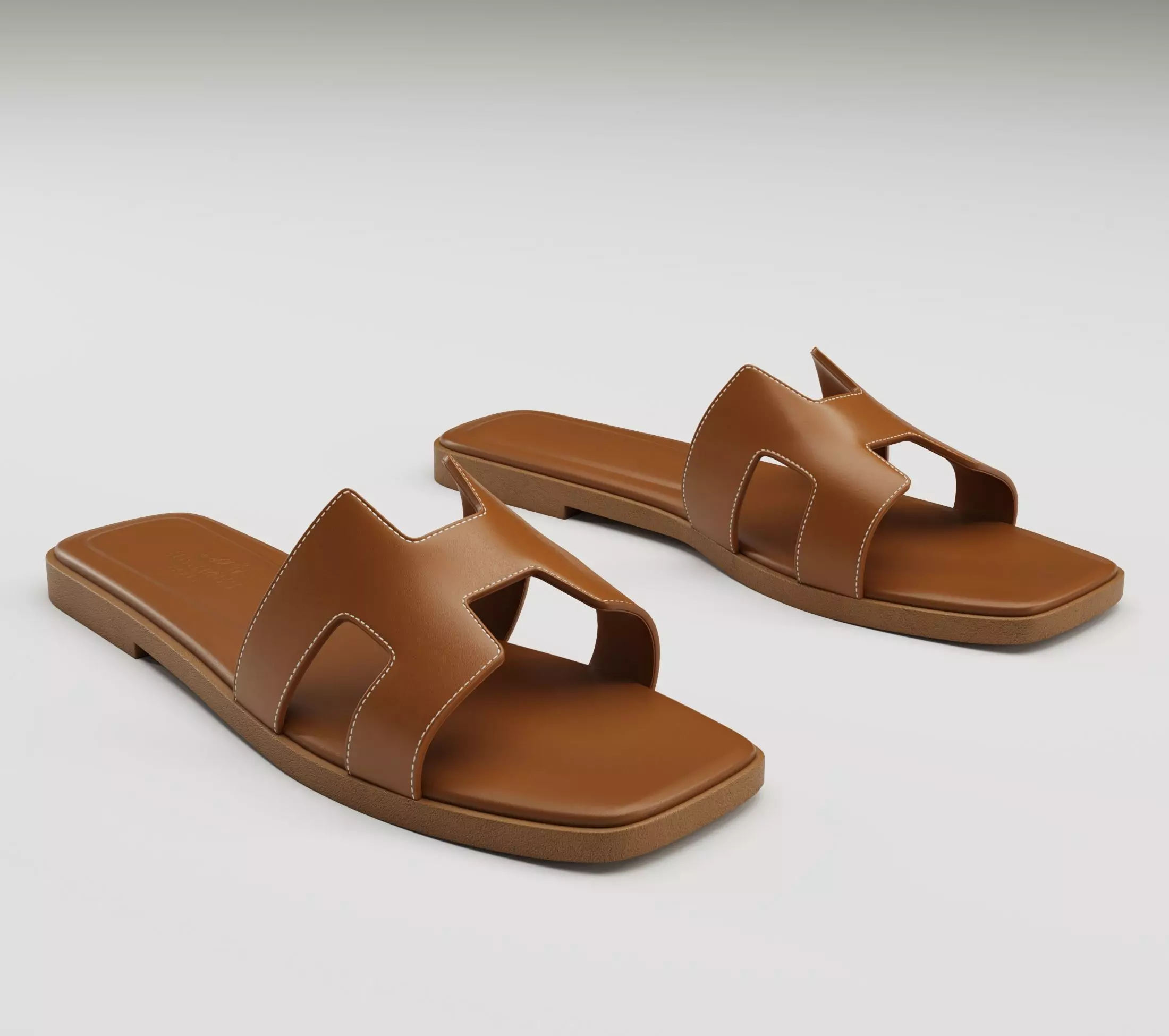 Hermes paris Slippers brown Low-poly 3D model