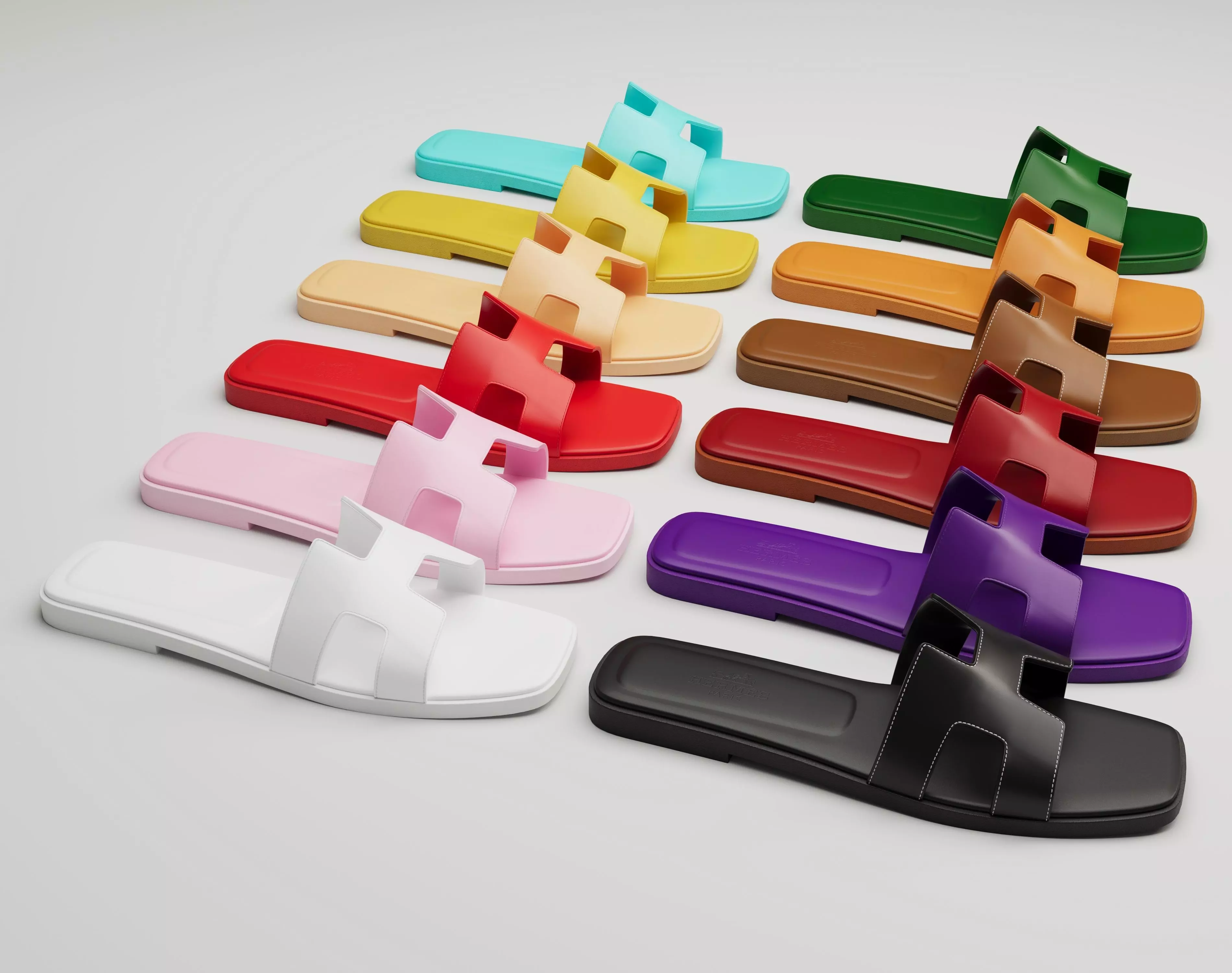 Hermes Sandals Collection Low-poly 3D model