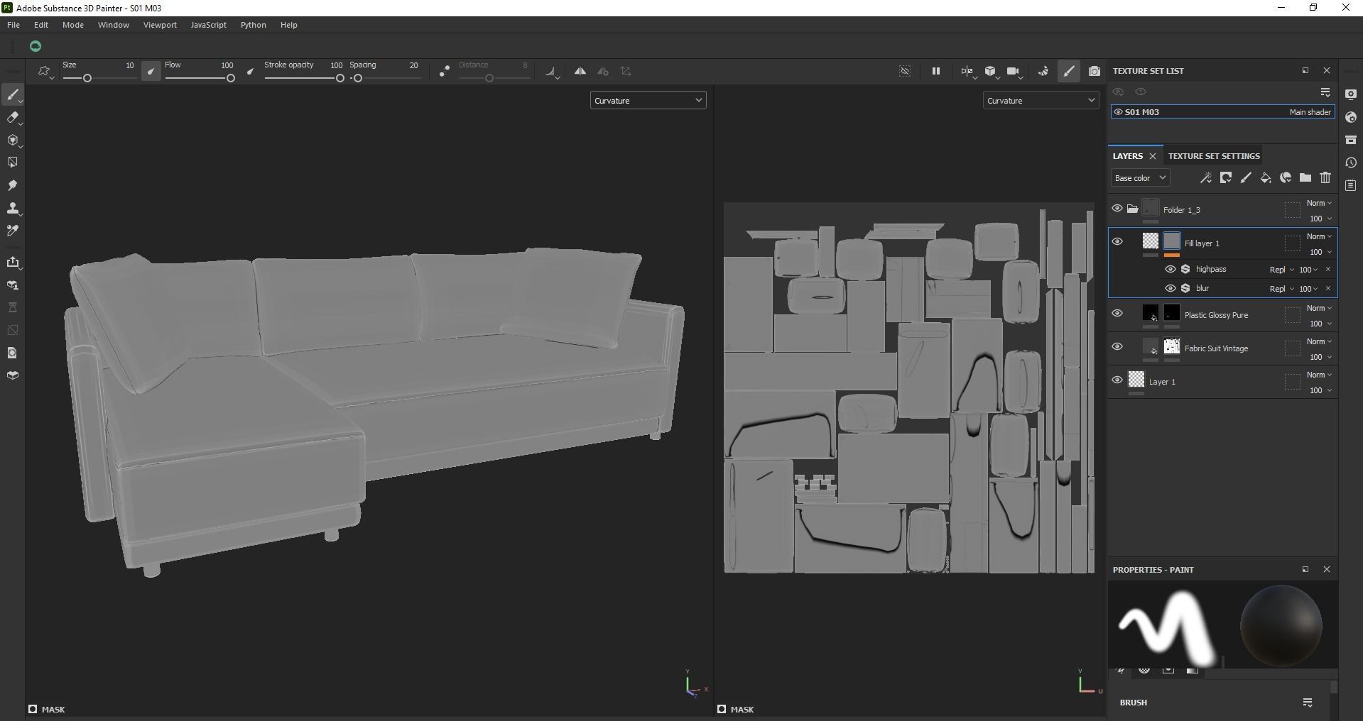 sectional custom modern classic sofa Low-poly 3D model_15
